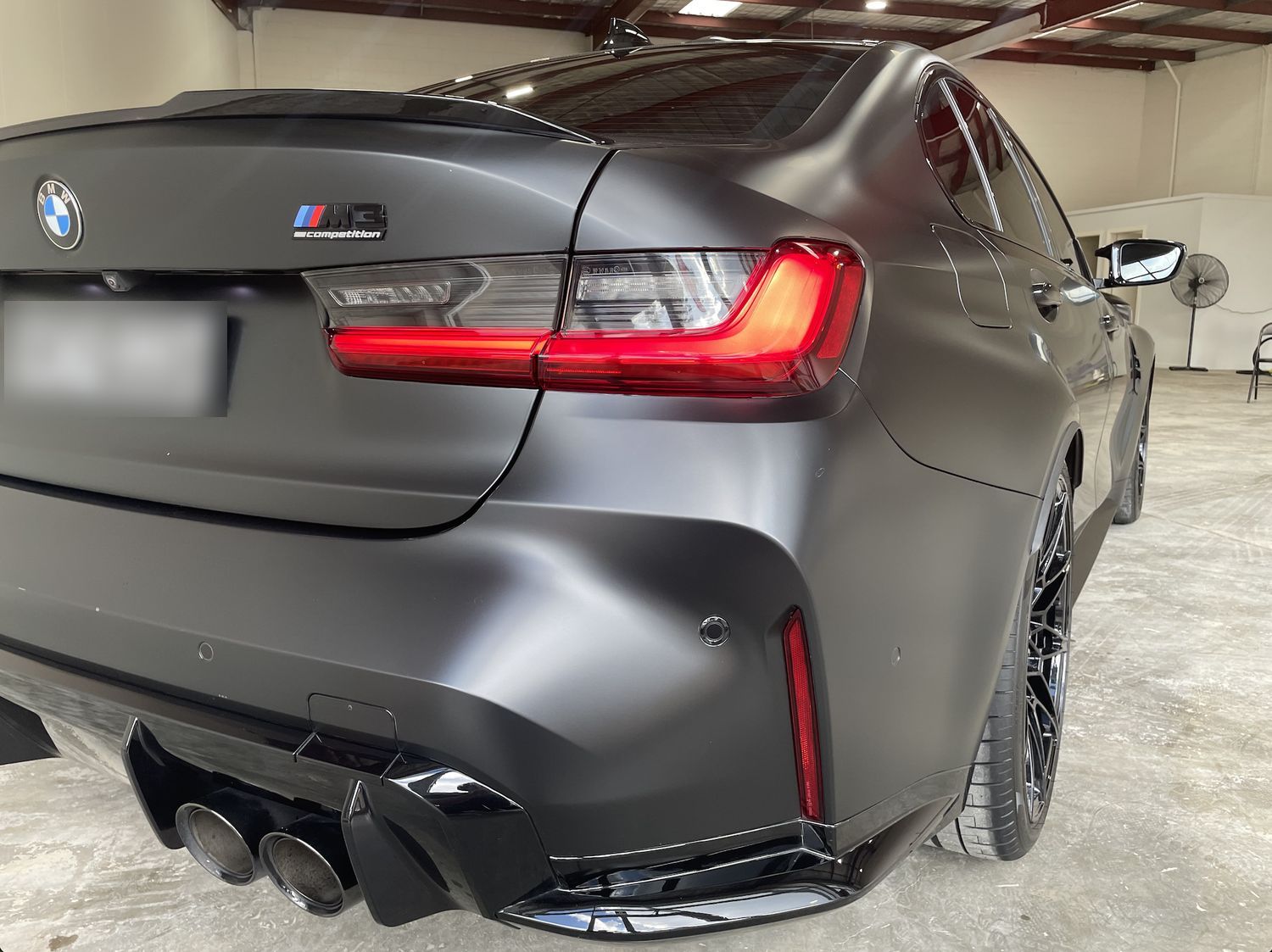 Matte grey BMW M3 rear